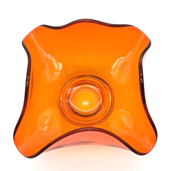 Vintage Viking Persimmon Orange Bon Bon Bowl Handkerchief Trinket Candy Dish MCM - Picture 3 of 6